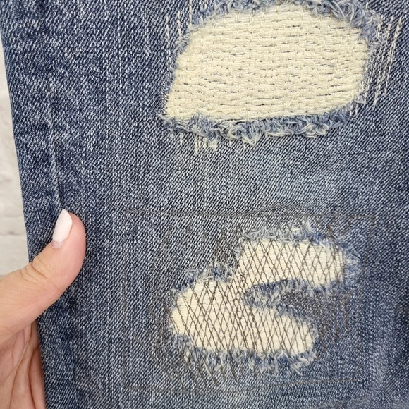 GAP Denim Distressed High Rise Straight Jeans Sz 29R - Picture 3 of 15